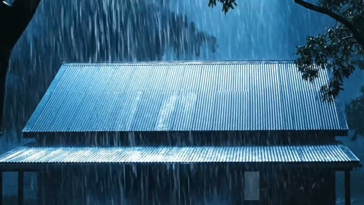 Heavy Rain on Tin Roof with Thunder for Ultimate Sleep