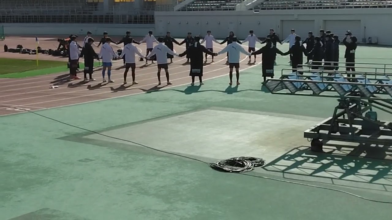第104回全国高校サッカー選手権大会3回戦試合前 尚志高校がんばろ～ぜ