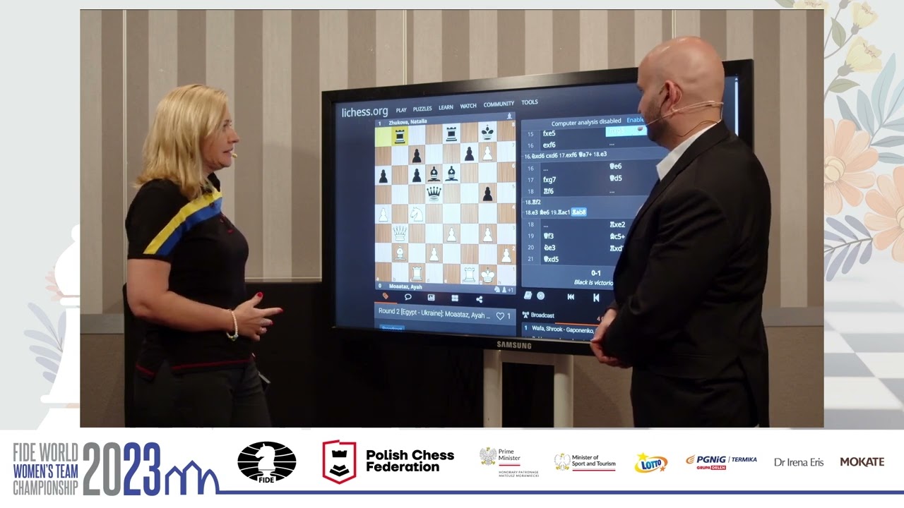 Ukrainian GM Natalia Zhukova beats WGM Ayah Moaataz in 21 moves with black - Game analysis