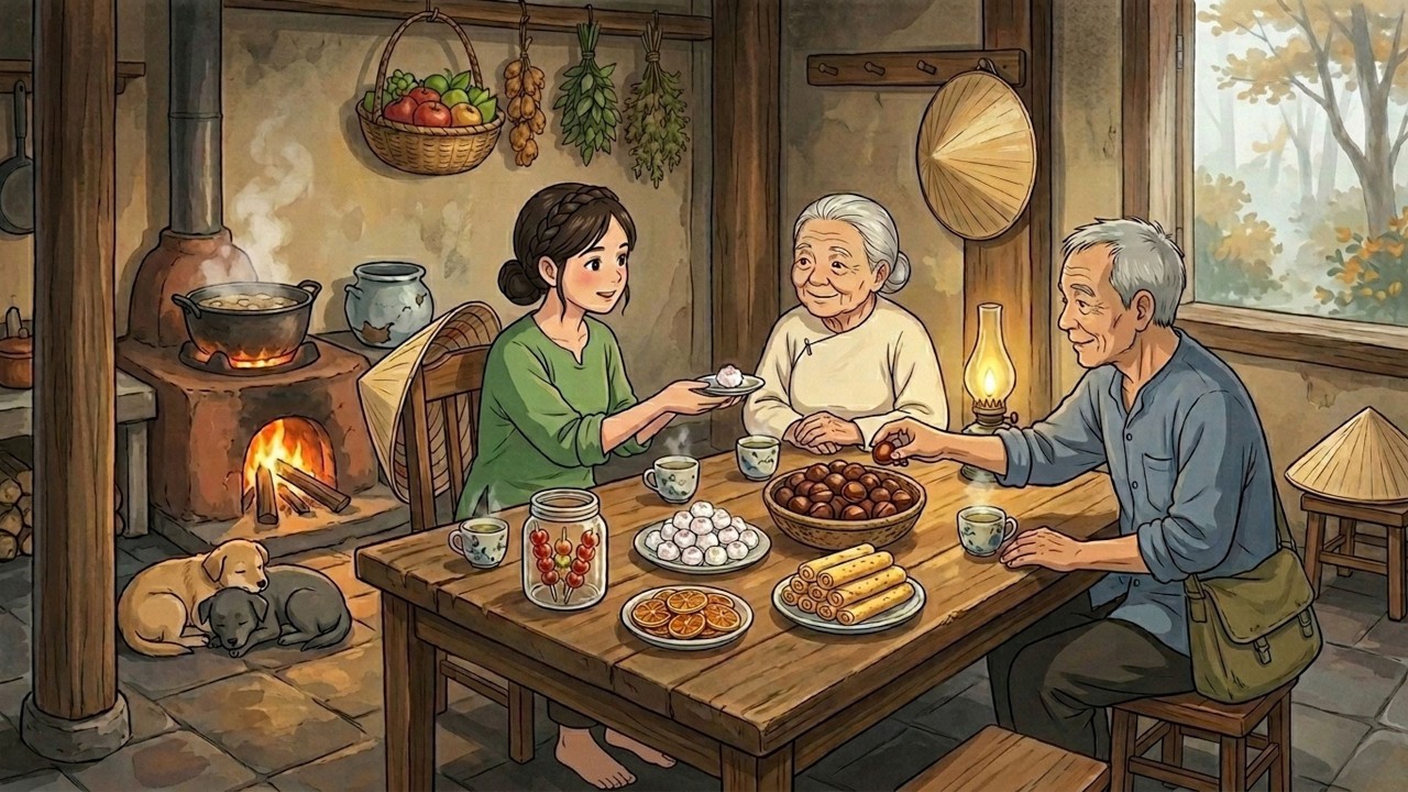 Crafting Festive Treats with Grandma in a Cozy Misty Autumn Home | Ghibli Style ASMR