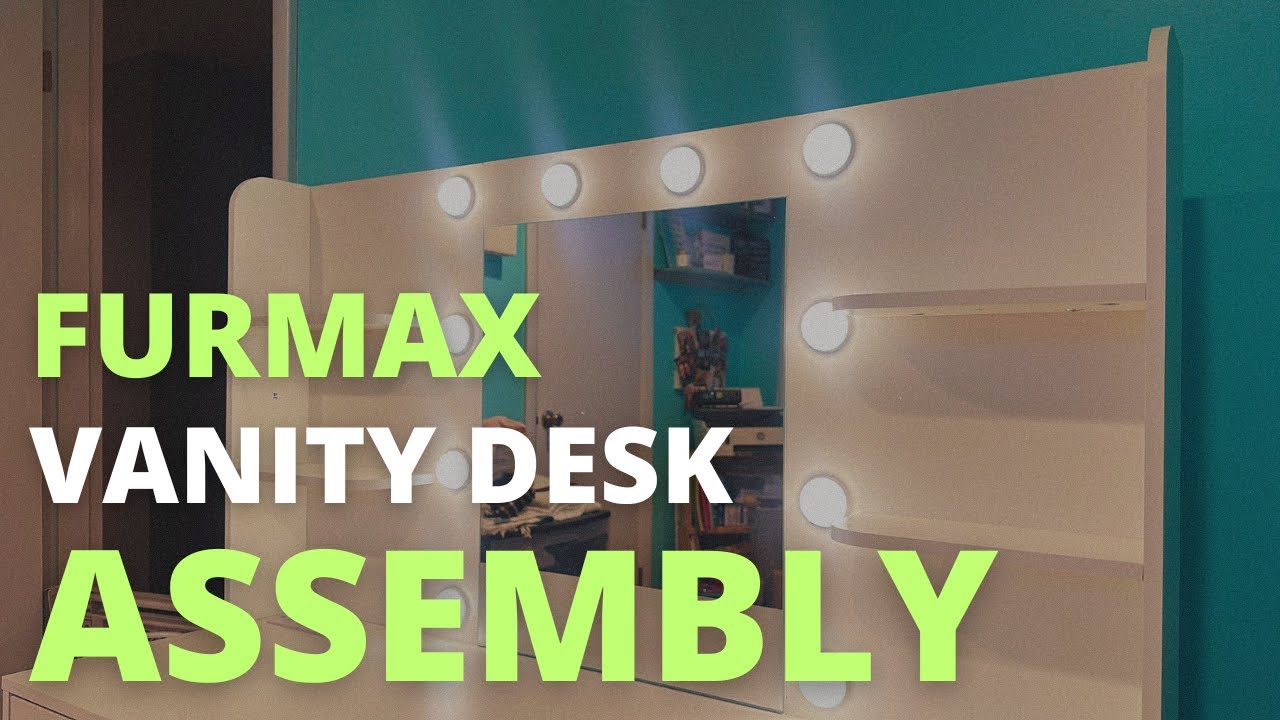 Furmax Vanity Desk with Mirror, LED Lights and Power Outlet Assembly | Ragin Makeup Vanity With USB