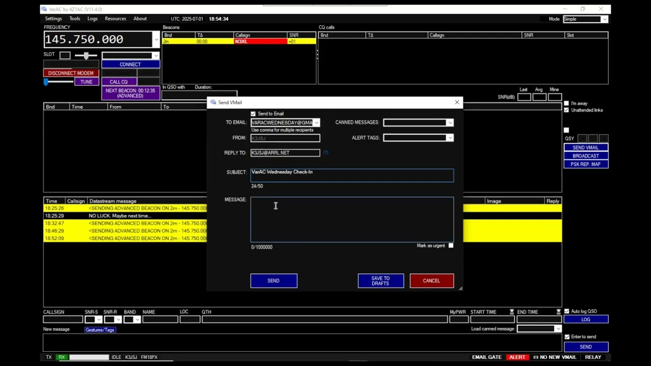 Using VarAC canned messages