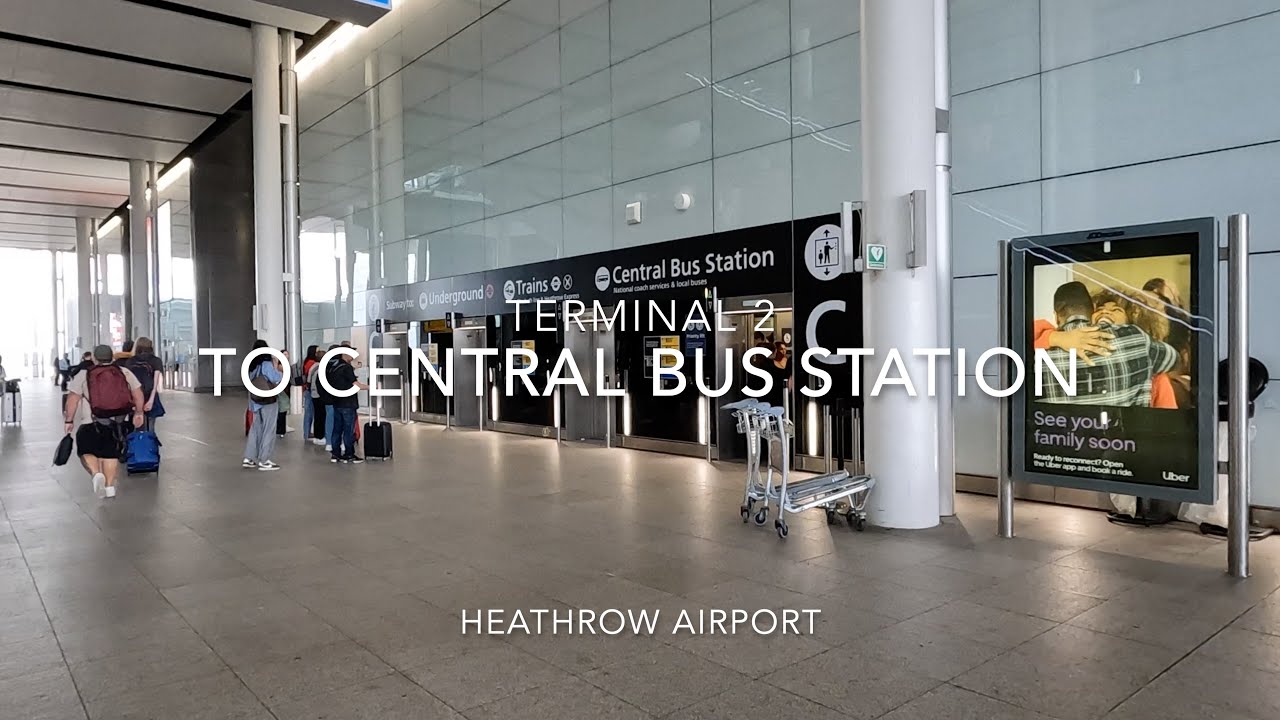 London Heathrow Airport Terminal 2 Arrivals to Central Bus Station Walking Tour