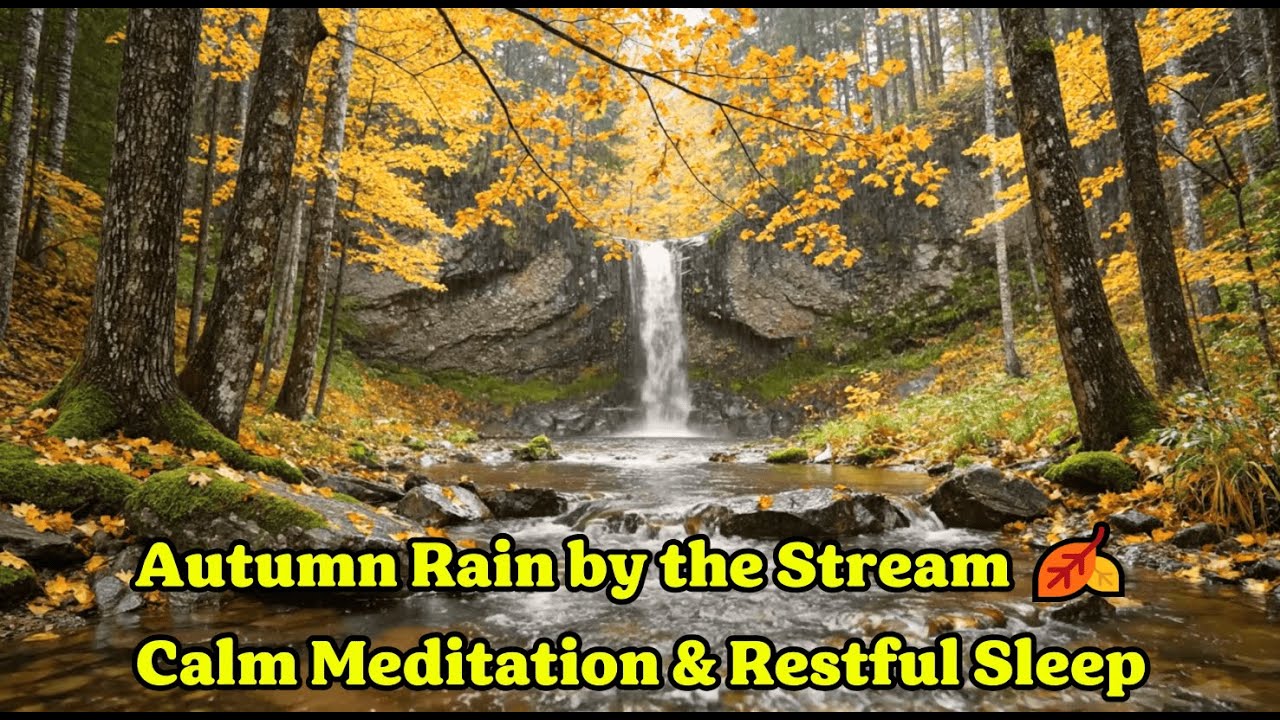Gentle Stream & Autumn Rain - Deep Sleep Meditation Music. 