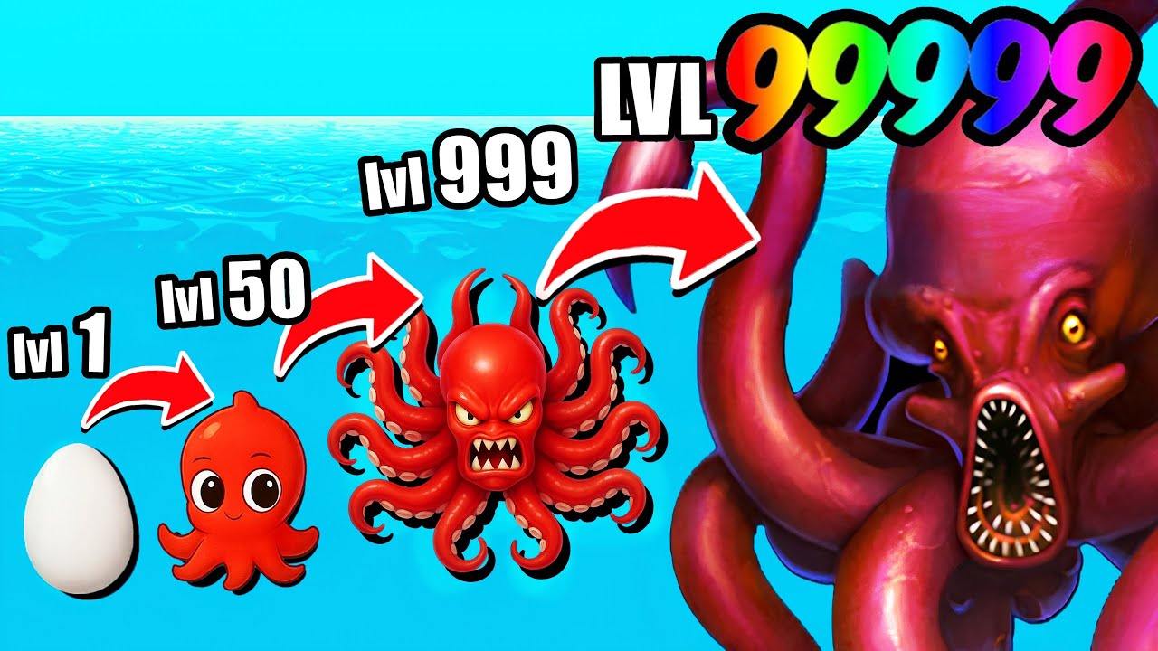 EVOLUIR O POLVO BEBÊ PRA UM KRAKEN GIGANTE QUE COME PESSOAS!! (Octogeddon)