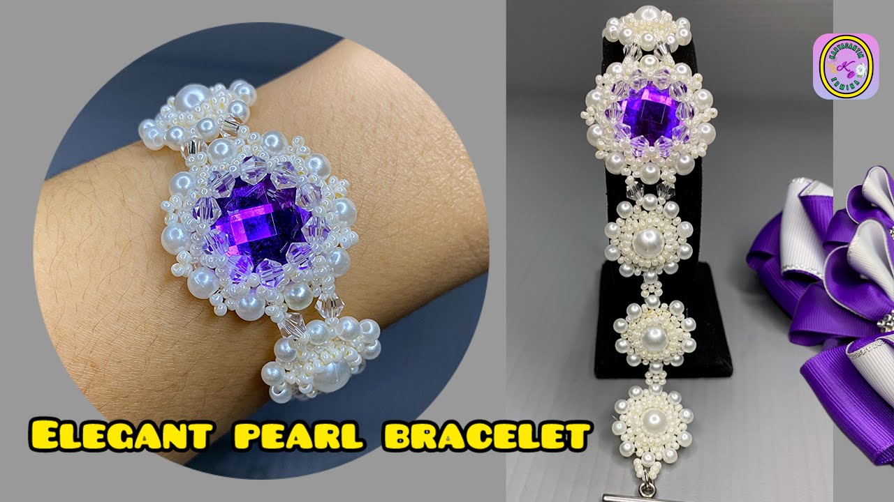 Tutorial easy Pearl Bracelet || Handmade Beaded Jewelry with Crystal Accent