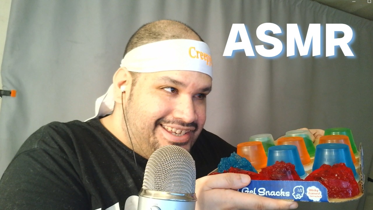 Asmr eating 12 Winky Gel snacks/Jello cups
