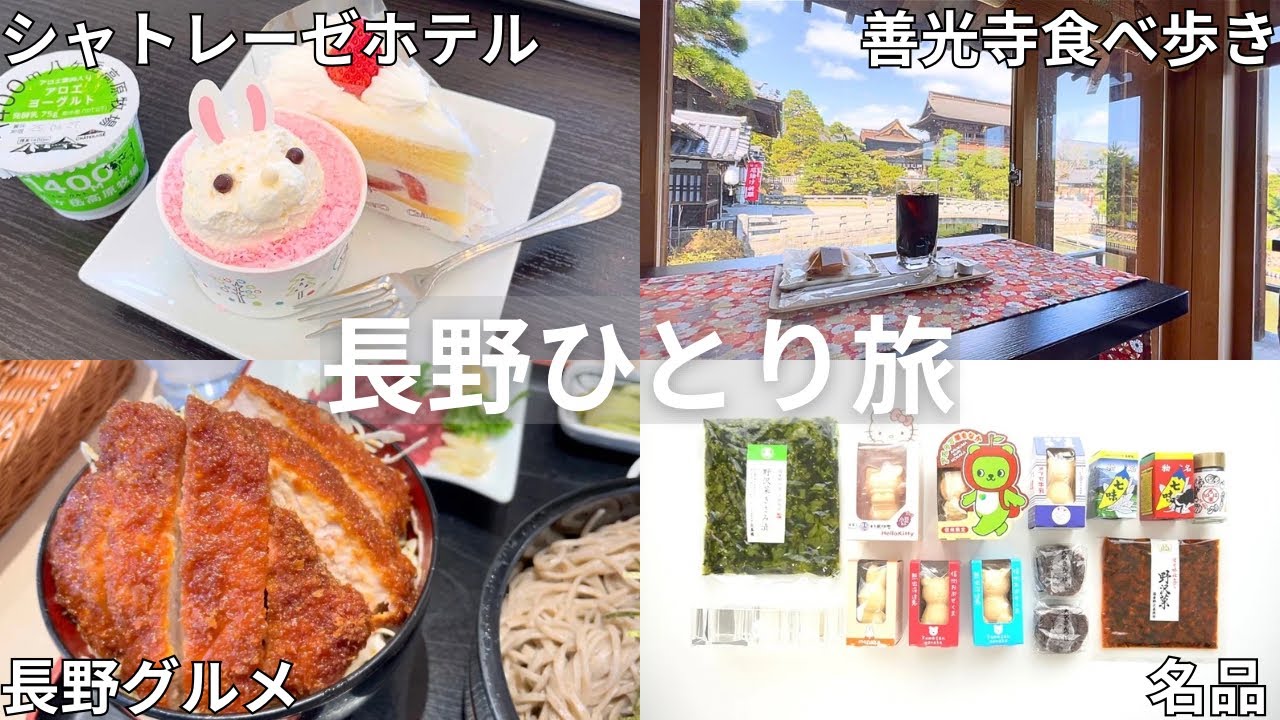 【女ひとり旅】一泊二日長野旅行vlog🌸シャトレーゼホテル長野に善光寺食べ歩き、無料の動物園、お土産購入品etc... 【国内旅行車なし】