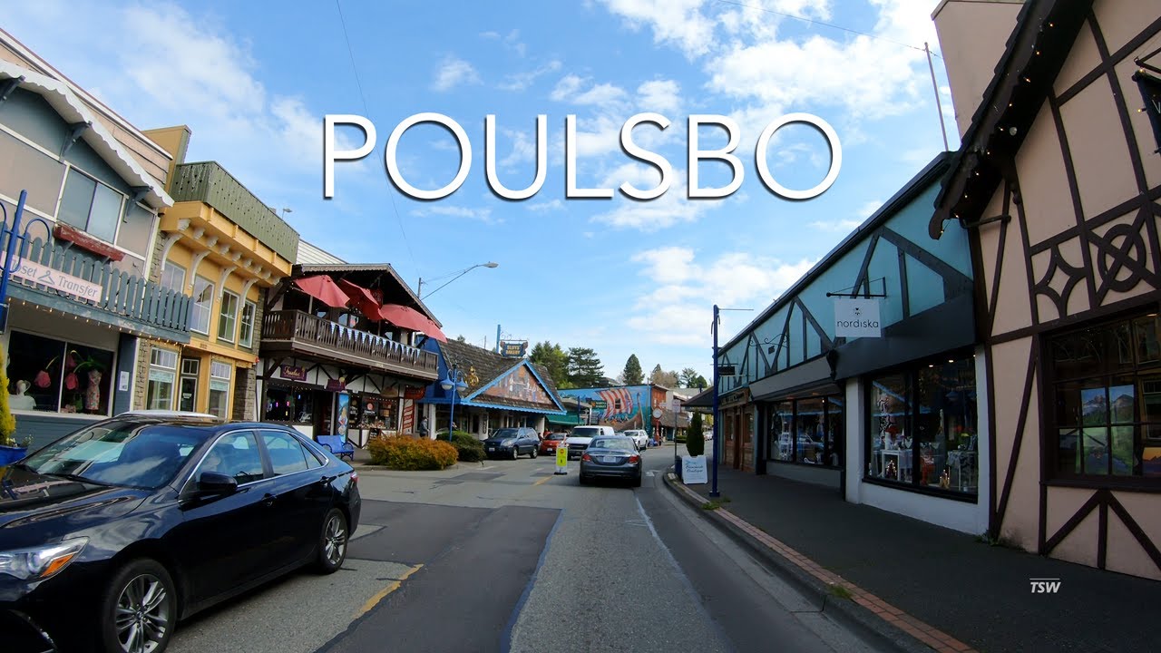 Drive Washington 4K [Poulsbo] Little Norway Viking Town | Kitsap County WA | USA