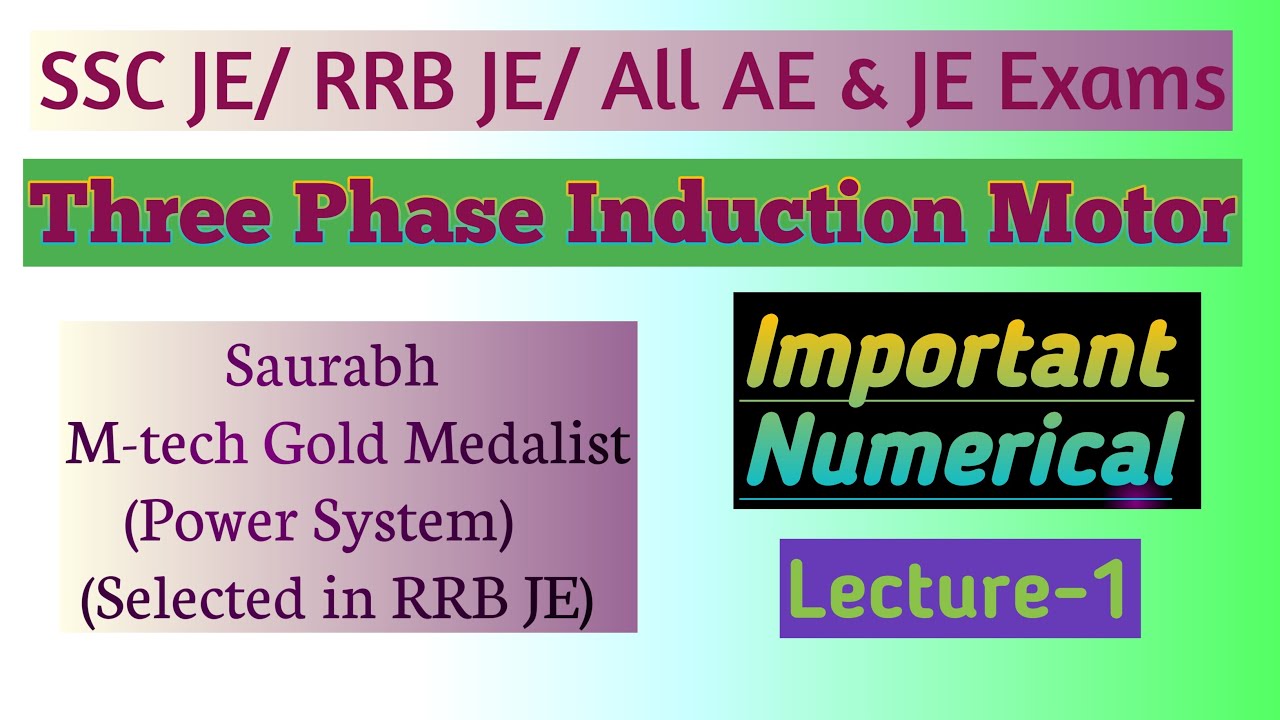 SSC JE | RRB JE | DRDO | BTSC | IOCL JE | 3-Phase Induction Motor | Important Numerical |Lecture-1