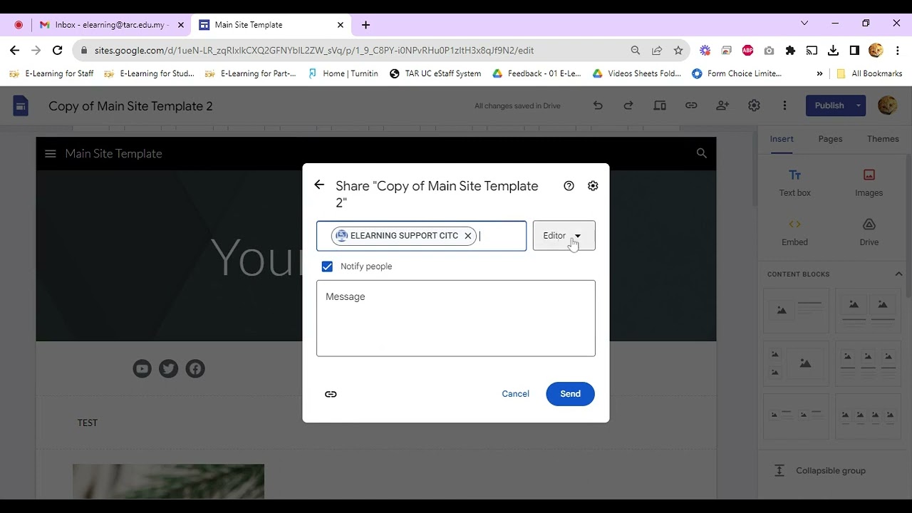 Add a Co-Editor in a Site (Google Sites)