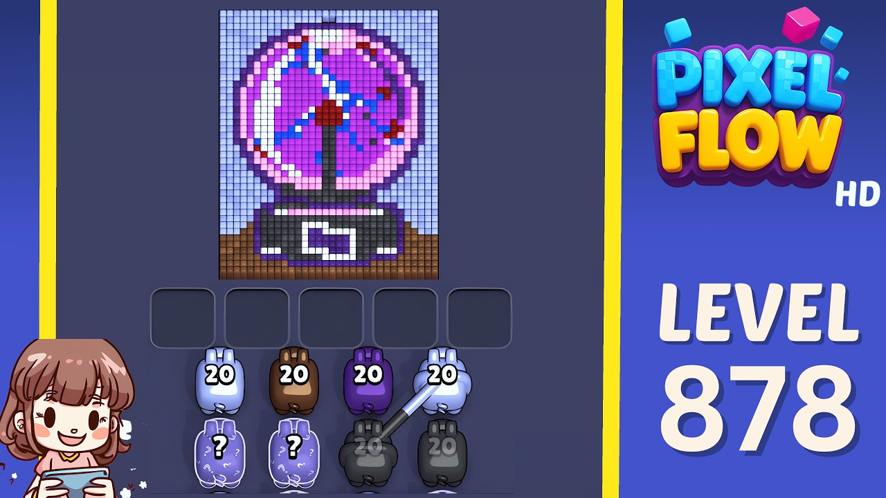 Pixel Flow Level 878 Solution Walkthrough