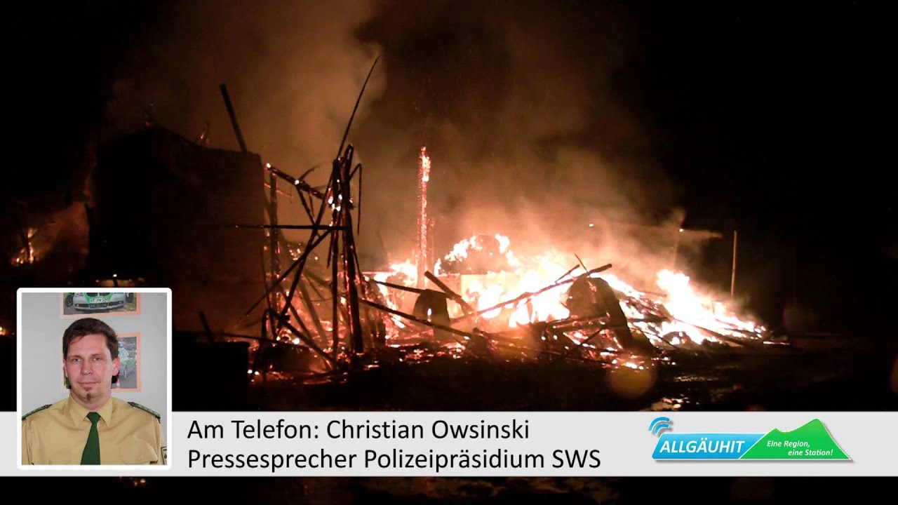 Dietmannsried -- Vollbrand von Stallung und Tenne -- Wasserversorgung problematisch