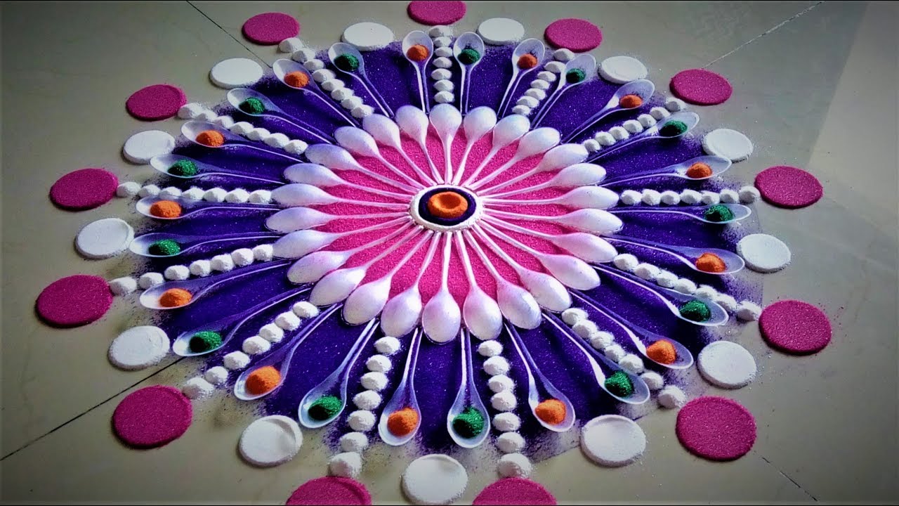 Innovative and Beautiful Rangoli Designs Using Spoons|Creative Rangoli by Shital Mahajan.
