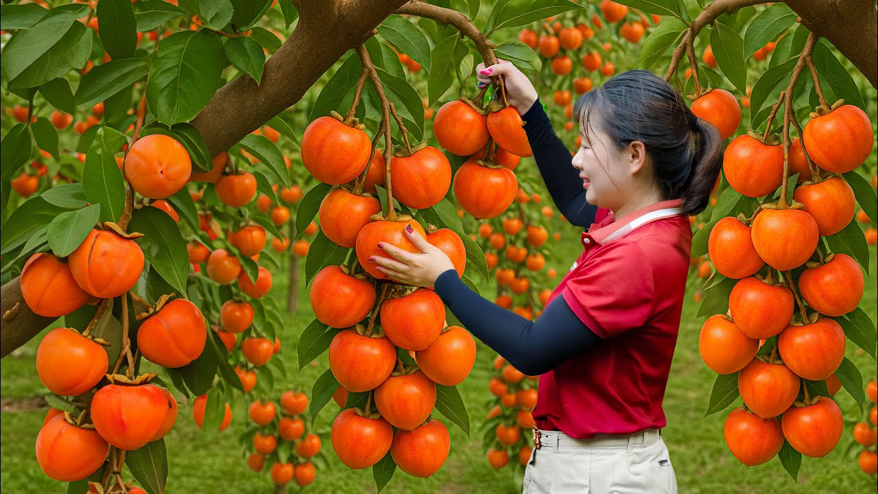 Harvesting Dried Persimmon | Natural black persimmon in the night dew