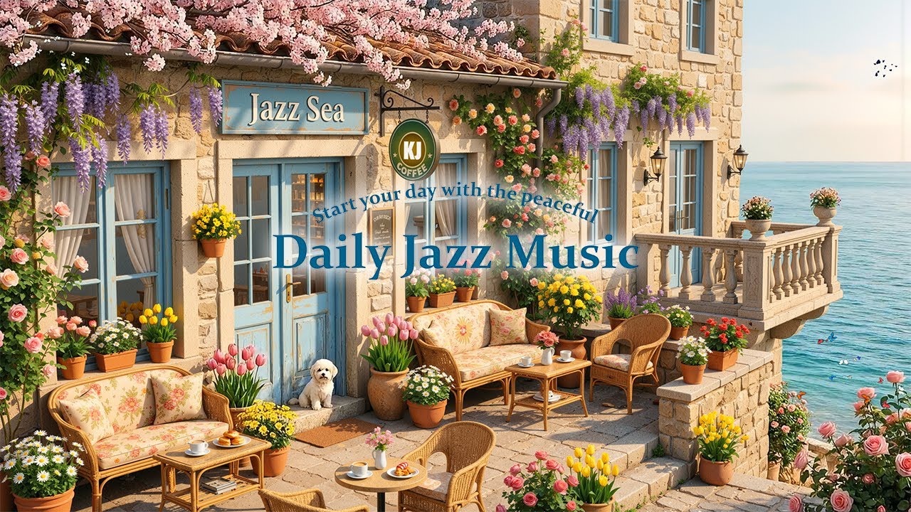 Smooth Jazz Seaside Cafe Morning ☕ Relaxing Jazz Music for Work, Study & Peaceful Spring Day