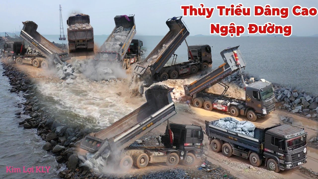 Nước Biển Dâng Cao Đường Vượt Biển Hà Tiên Bị Ngập Nước Xe Ben Đổ Đá Cấp Tốc