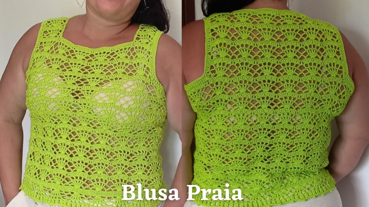 💚Blusa de croche praia 🌴 #croche #passoapassocroche #crochet #blusacrochet #blusacroche #diy #croche
