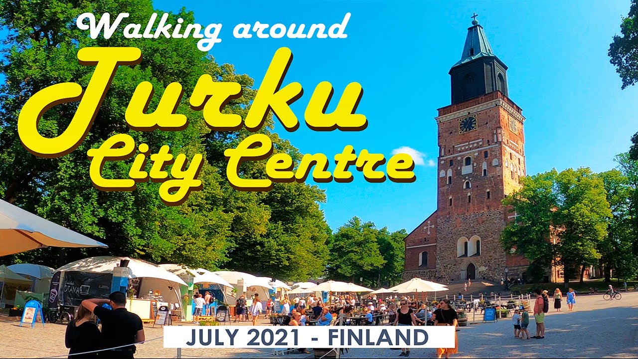 Walk in Turku City Centre, July 2021, Finland [4K]