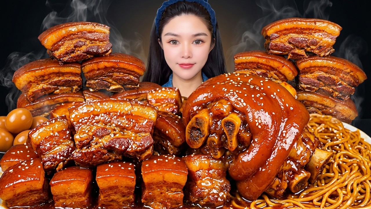 ASMR Chinese Food Mukbang: Braised Pork Belly & Rice,Spicy Noodles Egg!Massive Eating Videos |食べ |吃播