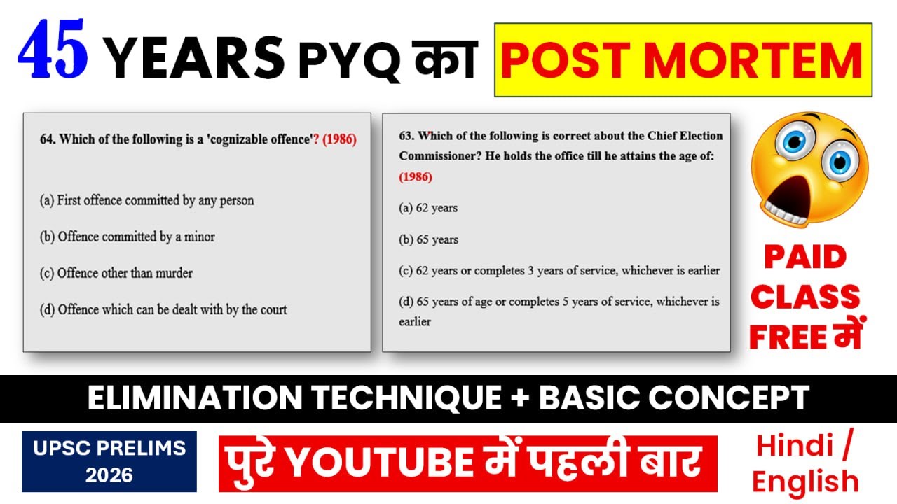 45 Years UPSC PYQ 🔥 | Elimination Tricks + Concepts | Prelims 2026