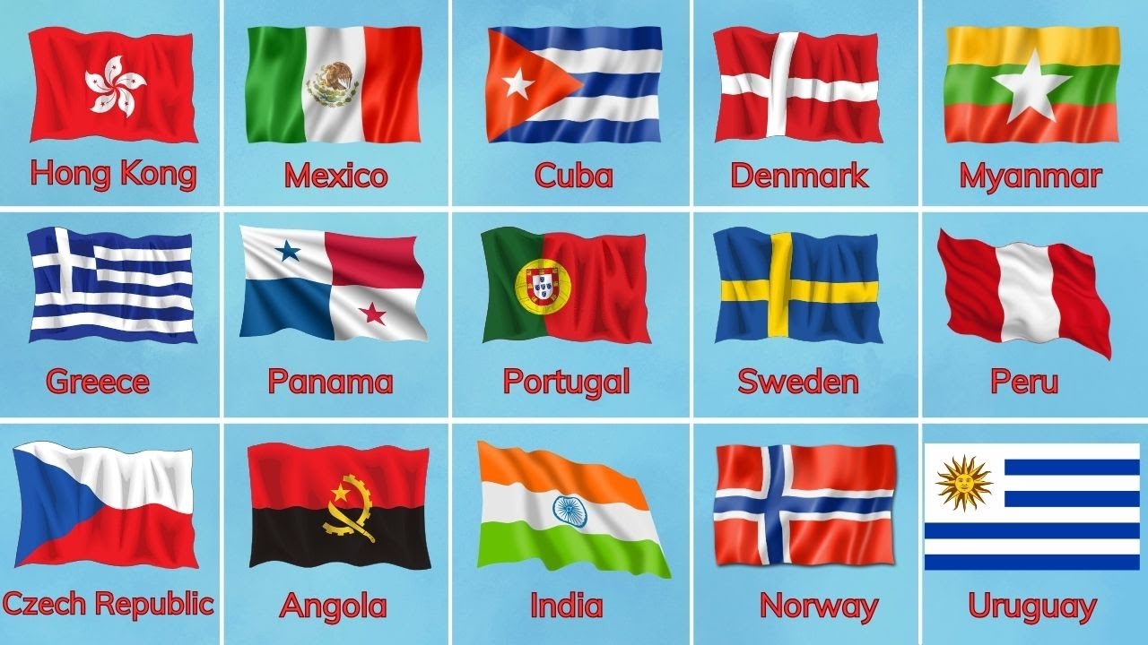 Dạy b&eacute; nhận biết Quốc kỳ v&agrave; T&ecirc;n c&aacute;c nước tr&ecirc;n thế giới - P2 | Names and Flags | Oh Vui Kids
