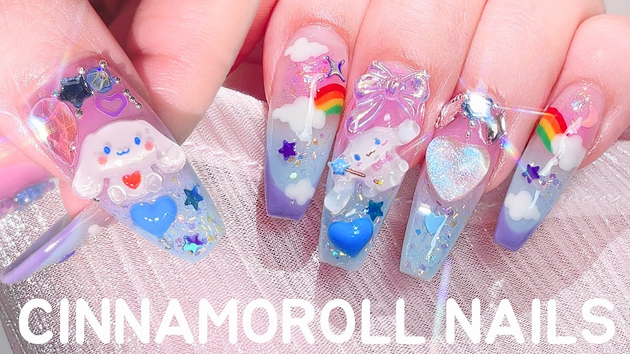 Симпатичные ногти Cinnamoroll🌈☁️ легкое наращивание ногтей / Нейл-арт Sanrio ASMR