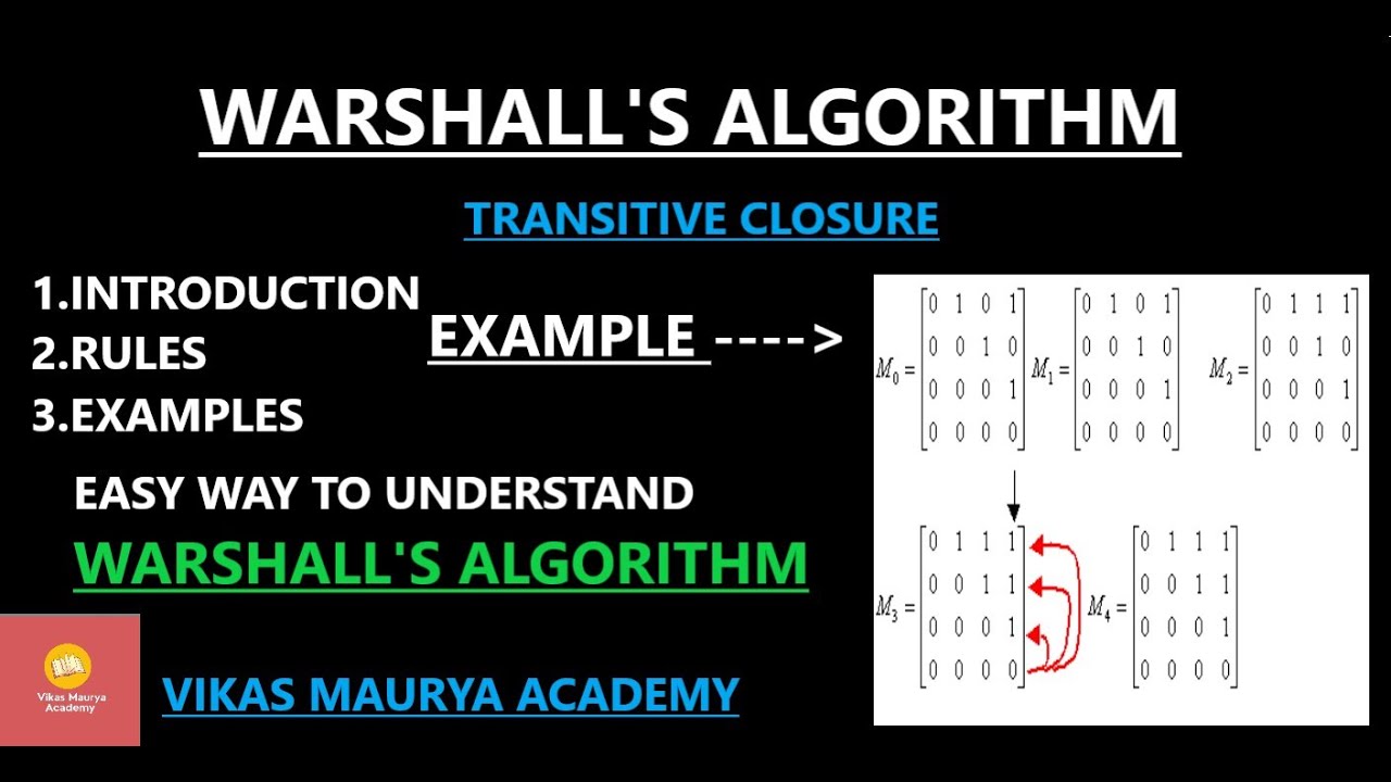Warshall's Algorithm  (Transitive Closure) | Discrete Mathematics (DSTL)