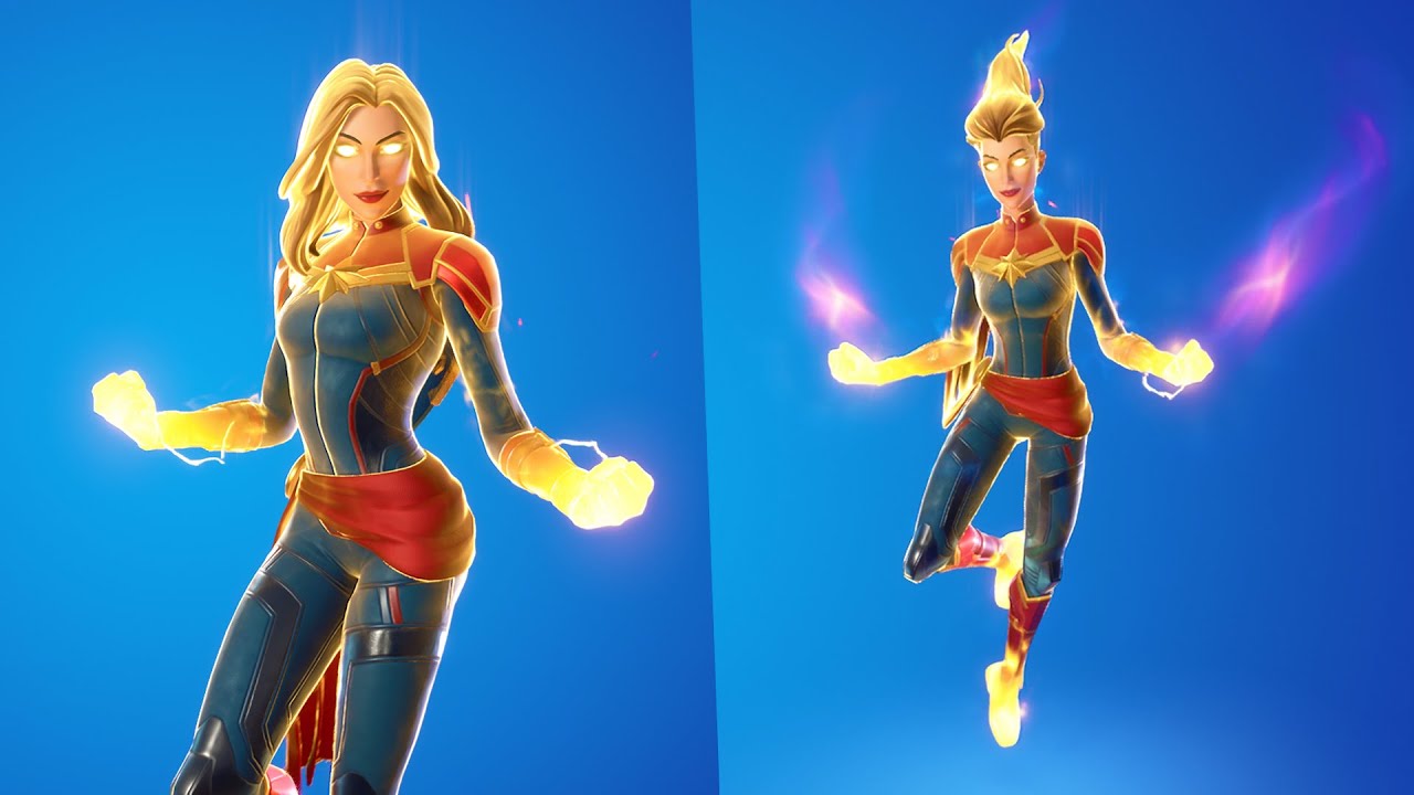 Captain Marvel Skin Showcase with popular Emotes | Combos
