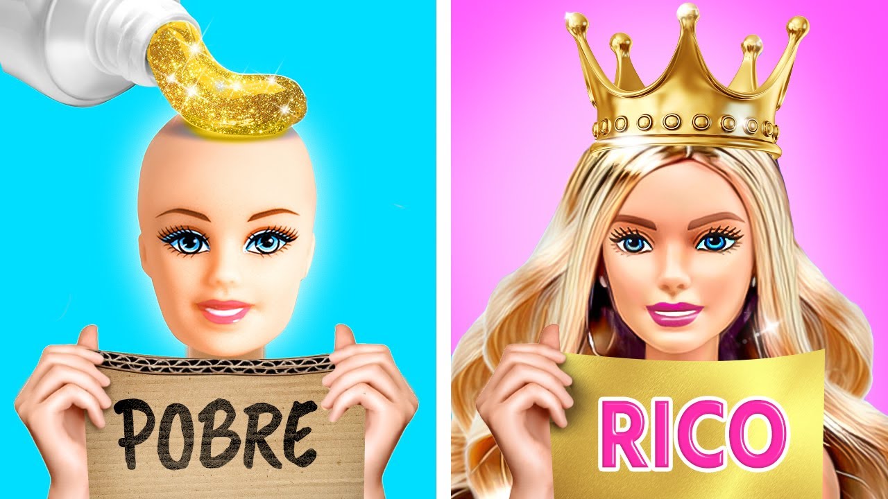 TRANSFORMACI&Oacute;N DE MAQUILLAJE 💝 Cambio de look de mu&ntilde;eca 🤩 Barbie rica VS pobre por YayTime!