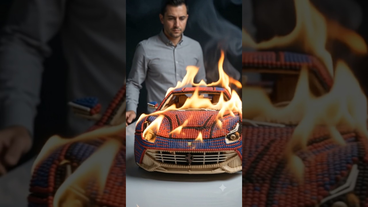 🔥 Burning Car Experiment! Satisfying Fire Test 🚗#car #satisfying #shorts #comedy #funnypost