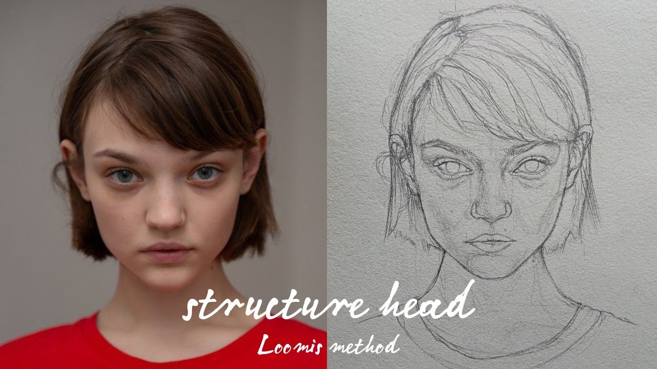How to draw a portrait using Loomis method_ frontal view seen from an upward angle