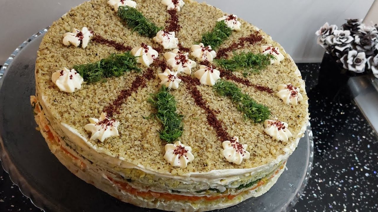 Tort formasında yuxa salatı #lavaş salat