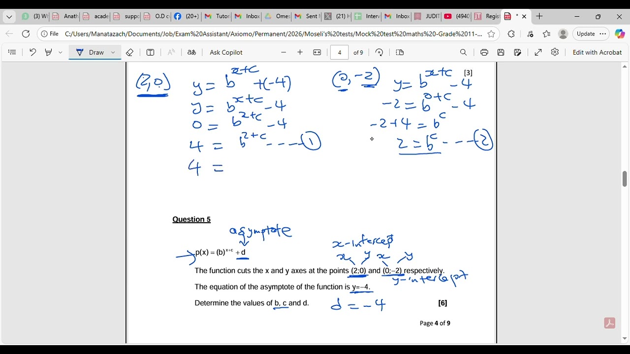 Exponential function   simultaneous equation