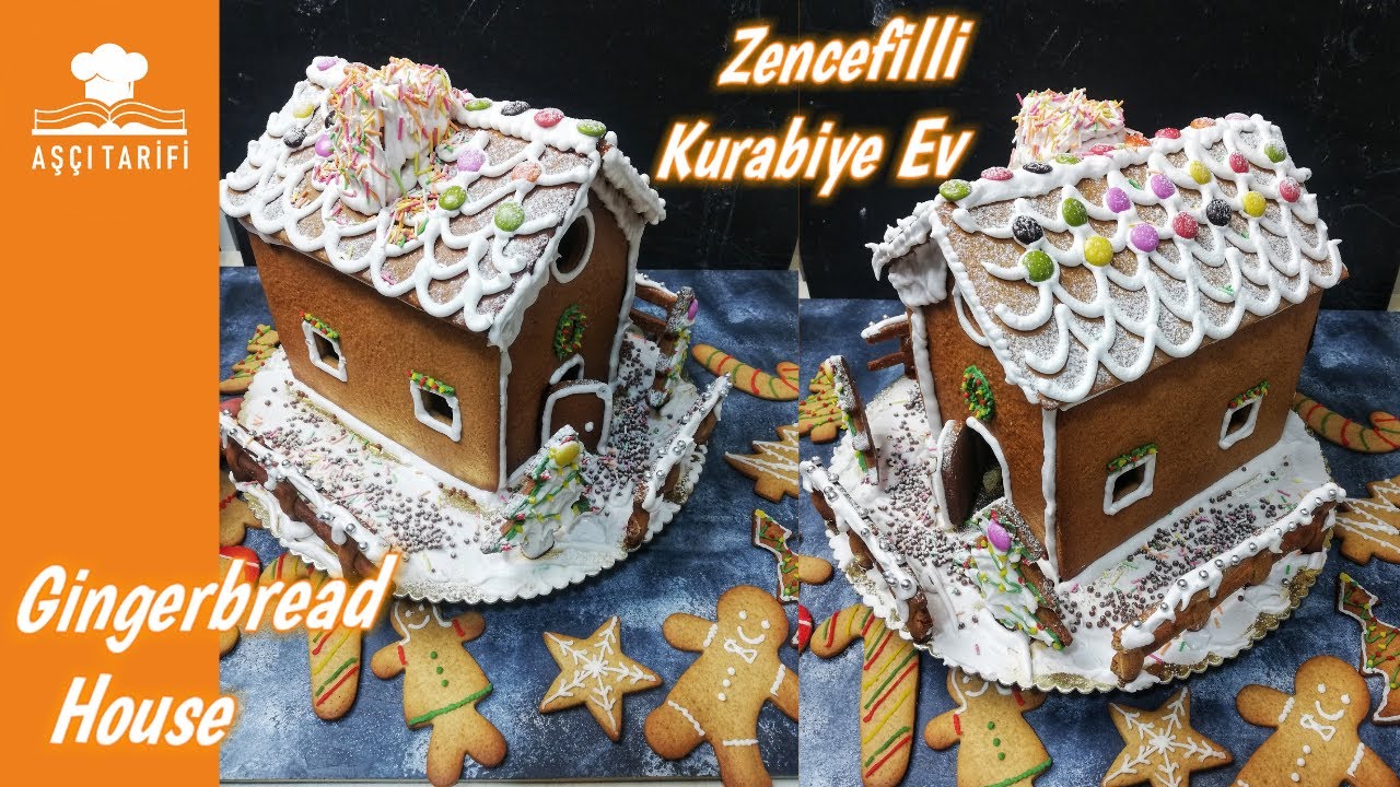 Zencefilli Kurabiye Ev Yapımı | Gingerbread House | Zencefilli Kurabiyeden Yılbaşı Evi | Aşçı Tarifi