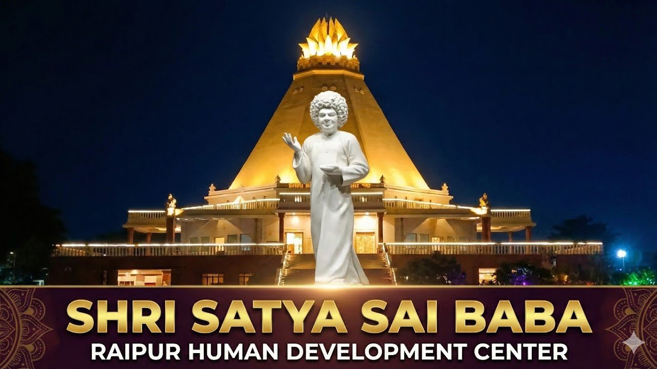 Exploring Sri Sathya Sai Sowbhagyam | Raipur's Most Beautiful Temple at Night 🛕✨