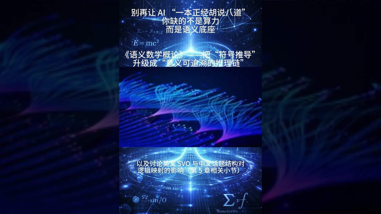 别再让 AI “一本正经胡说八道”。你缺的不是算力，而是语义底座。《语义数学概论》——把“符号推导”升级成“意义可追溯的推理链”。