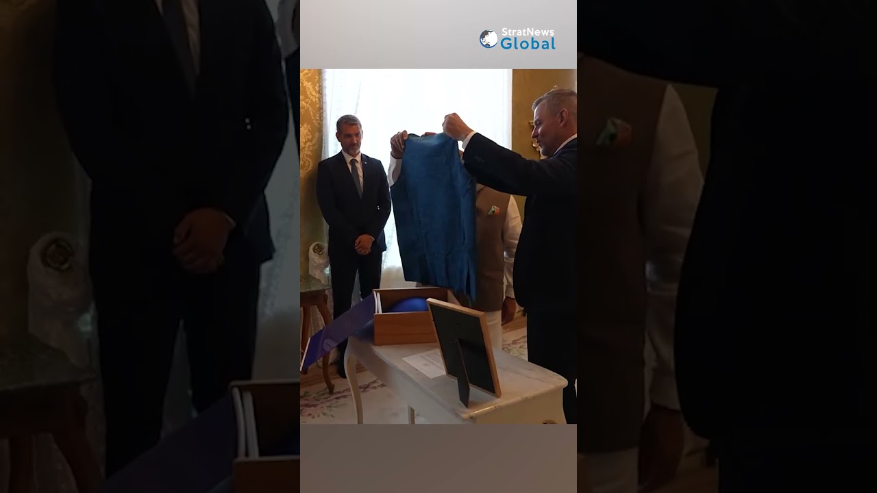 PM Modi and President Pellegrini of Slovakia exchange gifts | #shorts #modi #india #slovakia