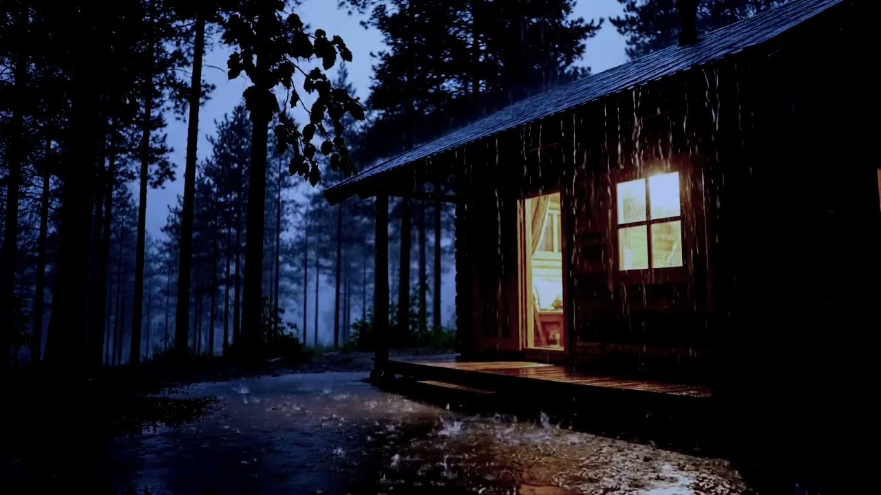 Heavy Rain in the Forest Around a Cozy Cabin 🌧 (No Ads) | Forest Rain Sounds for Restful Sleep