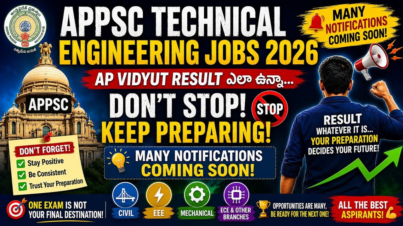 APPSC AEE Jobs 2026 🔥 500+ Technical Opportunities | AP Vidyut Aspirants Don&rsquo;t Give Up!