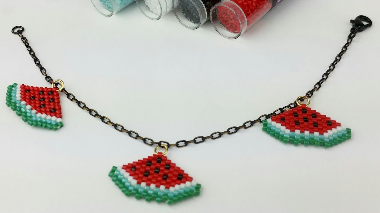 SANDIA PARA PULSERA ARETES O COLGANTE/ DELICAS MIYUKI PASO A PASO
