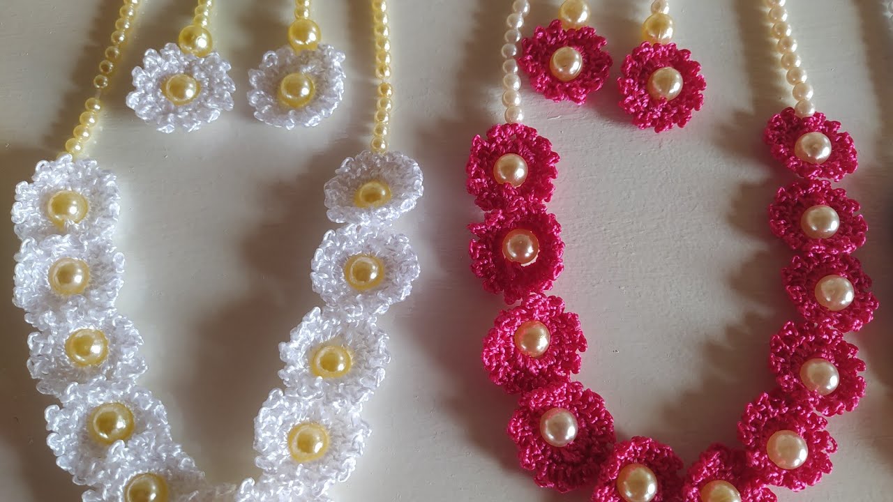 Colar e Brinco em Crochê/Acessórios #crochepassoapasso#brincodecroche#colardecroche#bijudecroche
