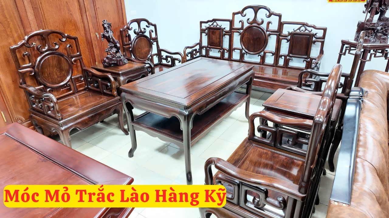 Bộ Ghế Móc Mỏ Gỗ Trắc Lào Cực Sang Và Giá Trị ( đồ gỗ đồng kỵ mạnh kha )