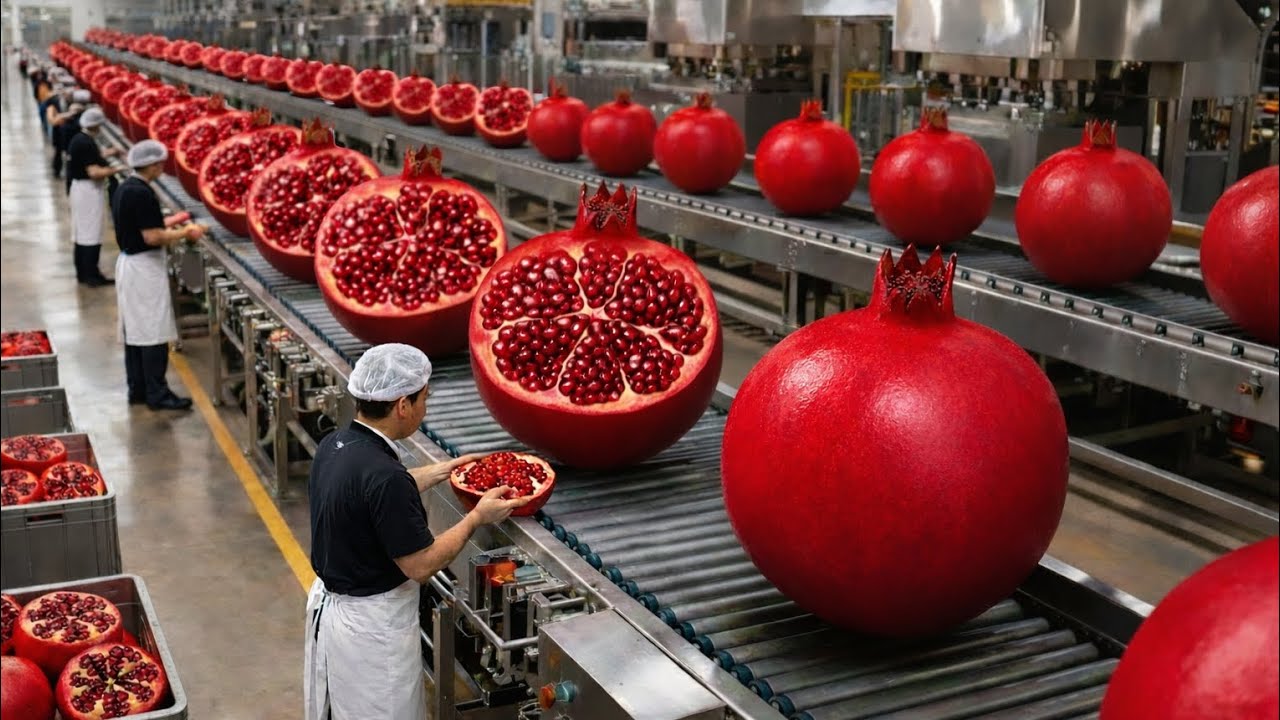 Inside a Modern Pomegranate Factory: From Farm to Delicious Drink (The Whole Process)