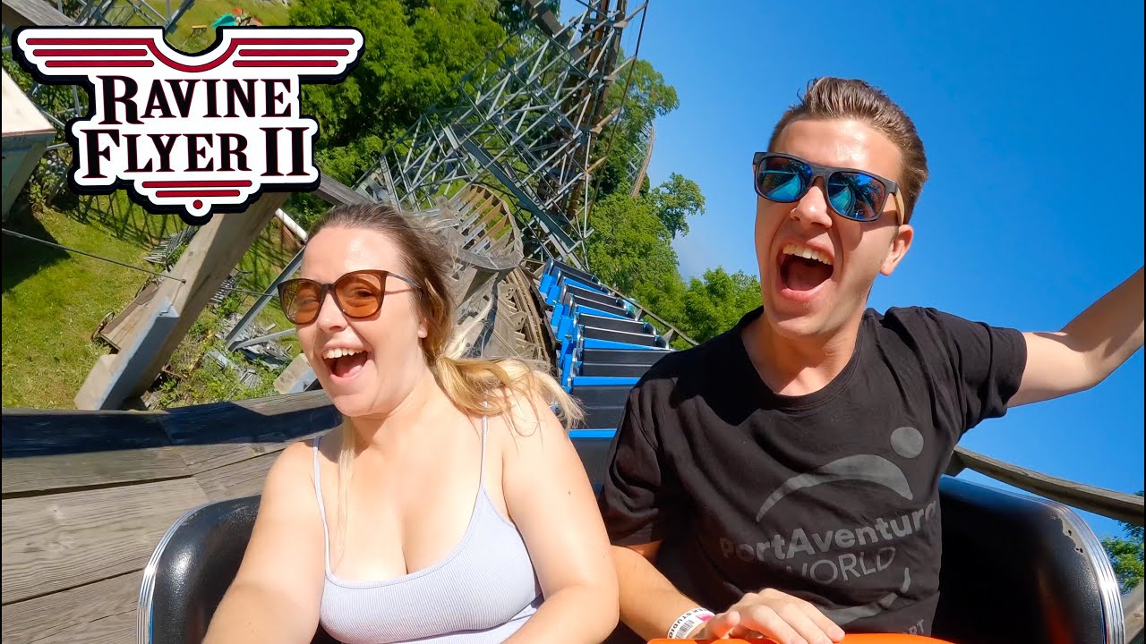 Riding Ravine Flyer II! Awesome Fast Paced Wooden Coaster Over Lake Erie | Waldameer Amusement Park