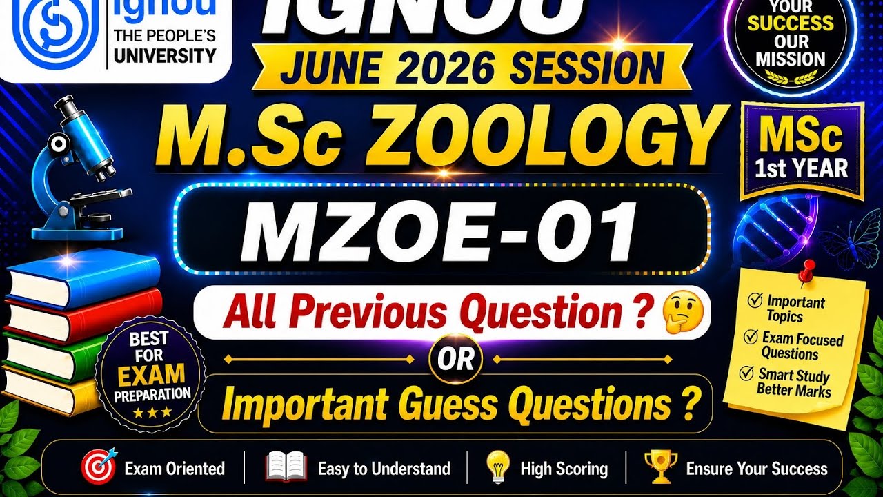 IGNOU MSC ZOOLOGY | MZOE-001| All Previous Year Question||All Important question| Guess Paper #ignou