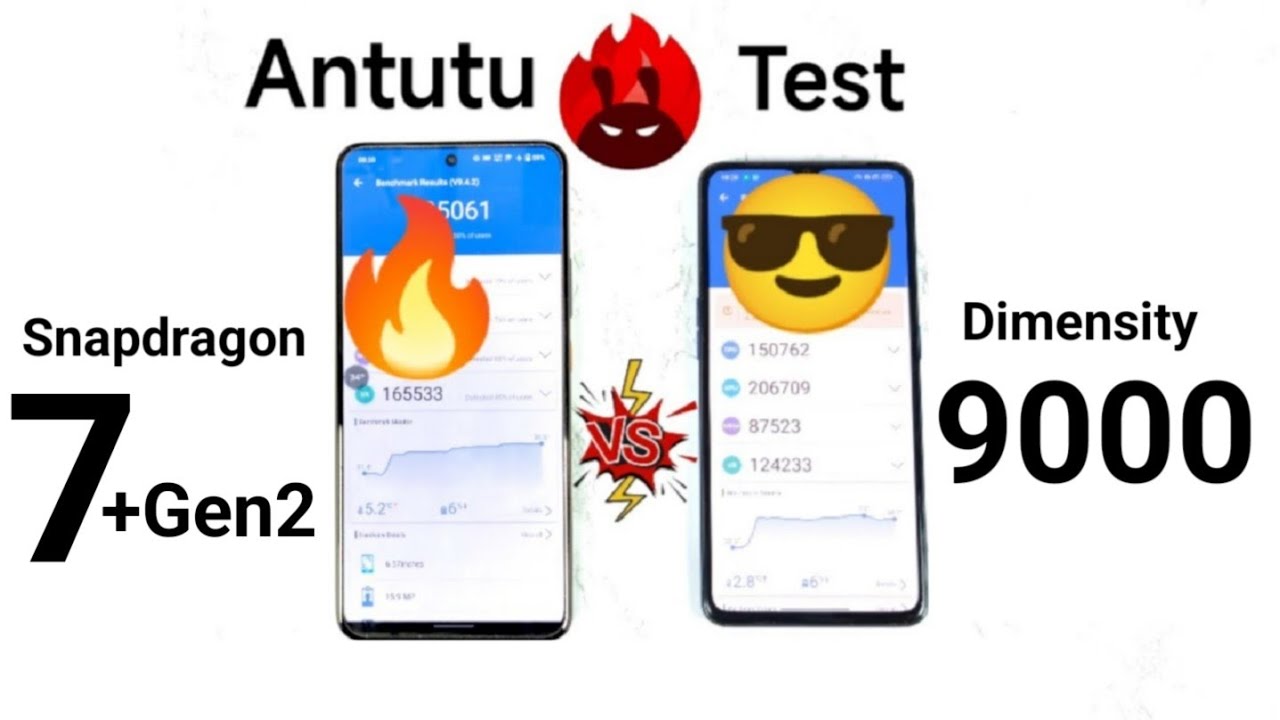 Dimensity 9000 vs Snapdragon 7+Gen2 Antutu Test 🔥🔥🔥