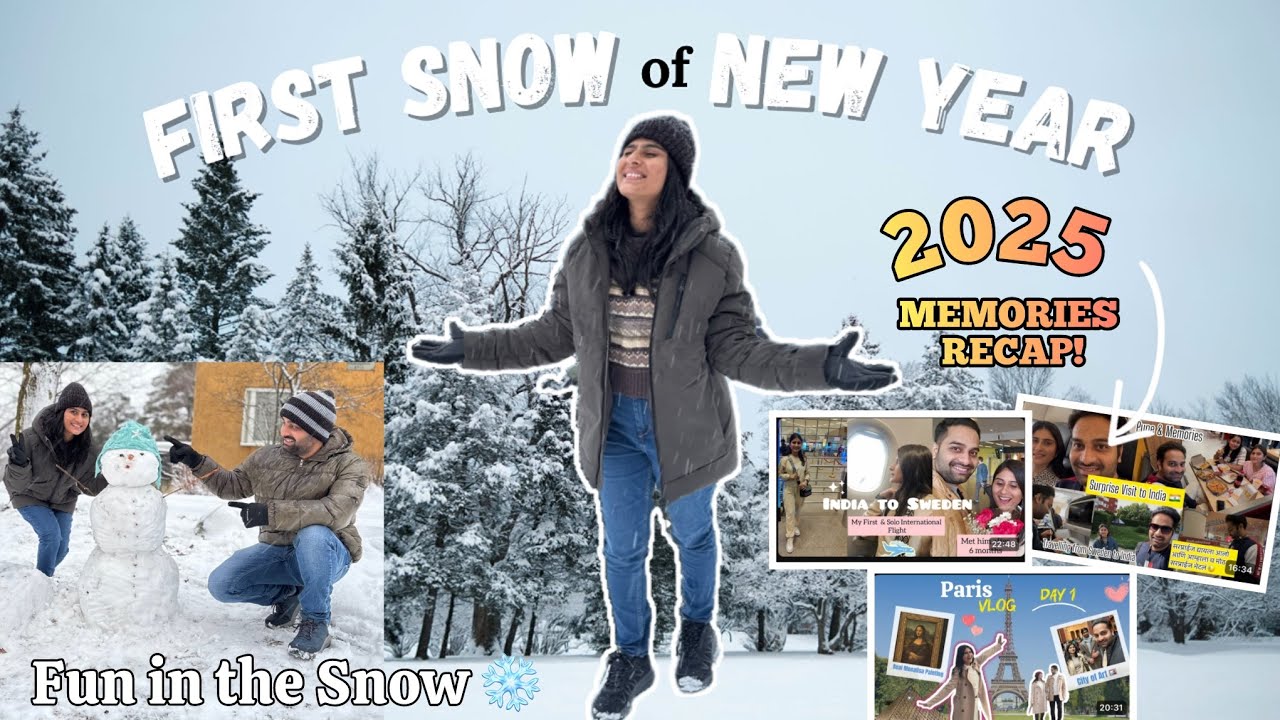Indians in Sweden 🇸🇪 | New Year चा पहिला दिवस ❄️ First Snowfall | Snow Madhe Masti & 2025 Memories 