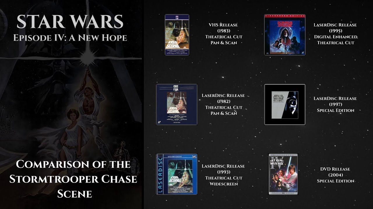 STAR WARS: Episode IV - A New Hope - Stormtrooper Chase Scene Comparison (VHS, LaserDisc, DVD)