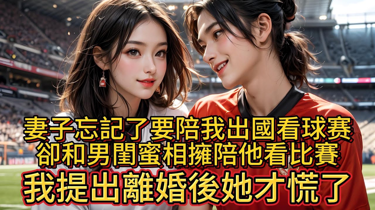 妻子忘記了要陪我出國看球赛，卻和男閨蜜相擁陪他看比賽，我提出離婚後她才慌了。